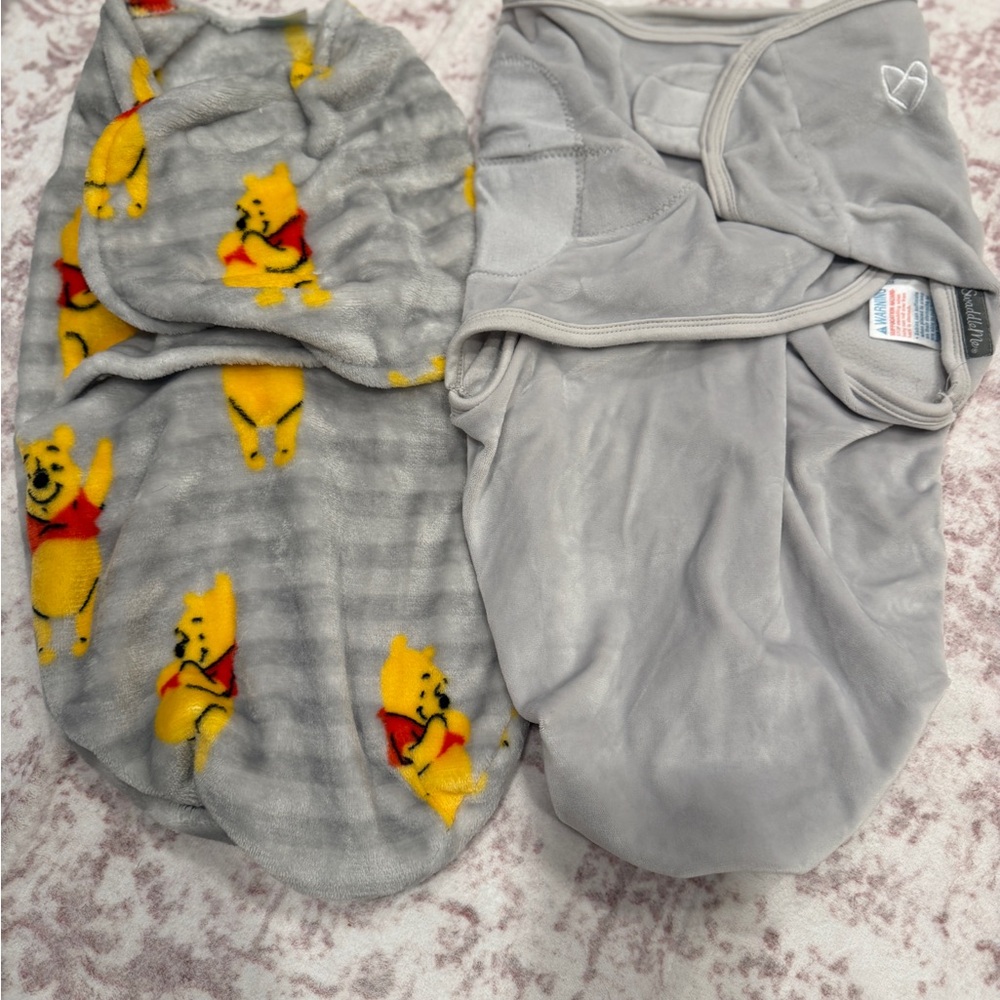 Gray Winnie the Pooh Plush Baby Swaddle Set